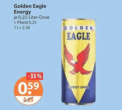 Golden Eagle Energy je 0,25-Liter-Dose + Pfand 0.25 1 l = 2.36