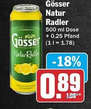 Gösser Natur Radler 500 ml Dose + 0.25 Pfand (1 l = 1.78)