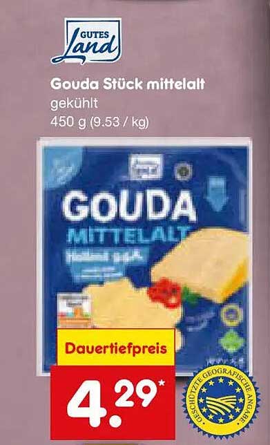 Gouda Stück mittelalt gekühlt 450 g (9.53 / kg)