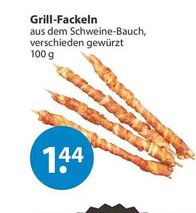 Grill-Fackeln aus dem Schweine-Bauch, verschieden gewürzt 100 g