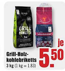 Grill-Holzkohlebriketts 3 kg (1 kg = 1.83)