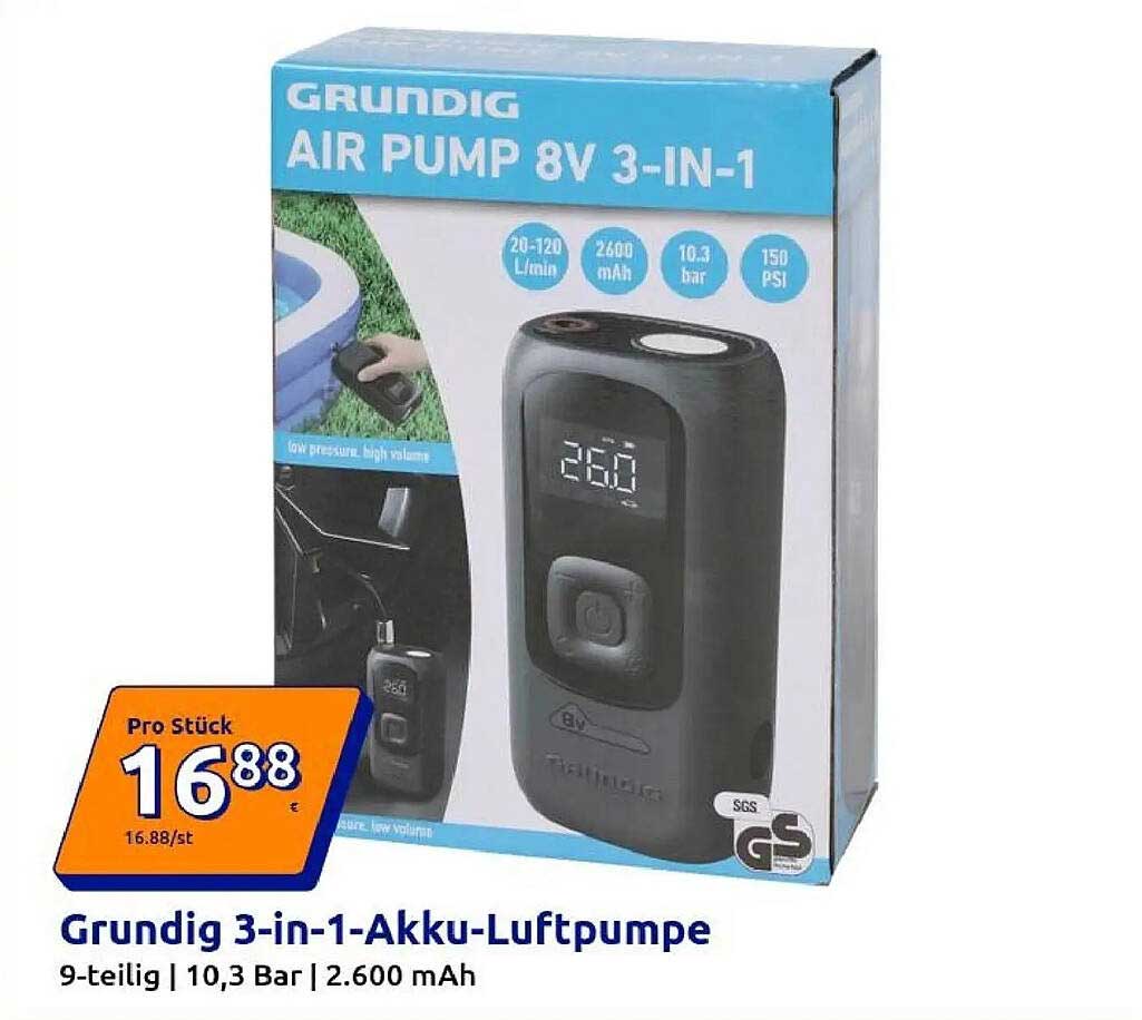 Grundig 3-in-1-Akku-Luftpumpe