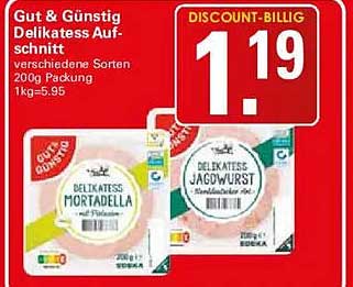 Gut & Günstig Delikatess Aufschnitt verschiedene Sorten 200g Packung
