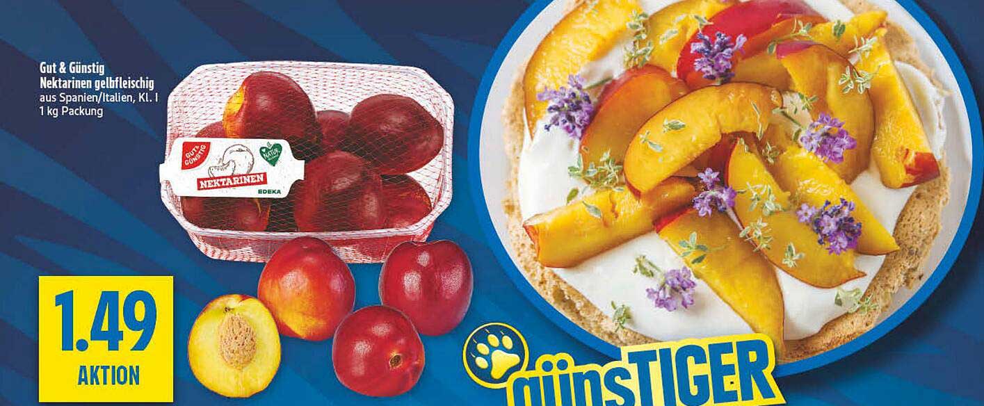 Gut & Günstig Nektarinen gelbfleischig aus Spanien/Italien, Kl. I 1 kg Packung