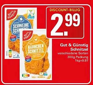 Gut & Günstig Schnitzel verschiedene Sorten 300g Packung 1kg=9,97