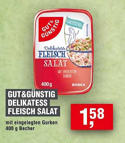 GUT&GÜNSTIG DELIKATESS FLEISCH SALAT mit eingelegten Gurken 400 g Becher