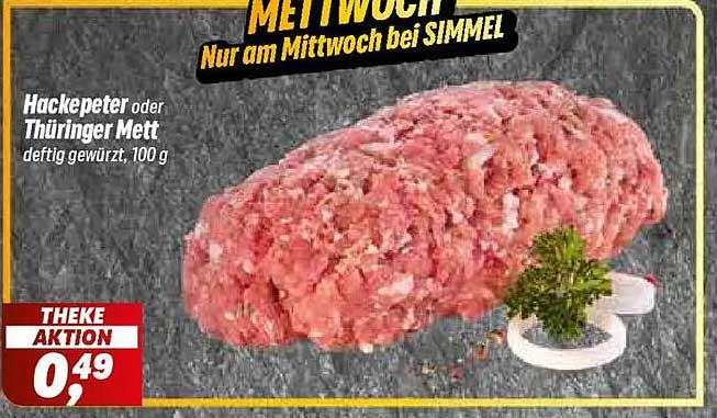 Hackepeter oder Thüringer Mett deftg gewürzt, 100 g