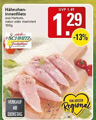 Hähnchen- innenfilets aus Harthum, natur oder mariniert 100g