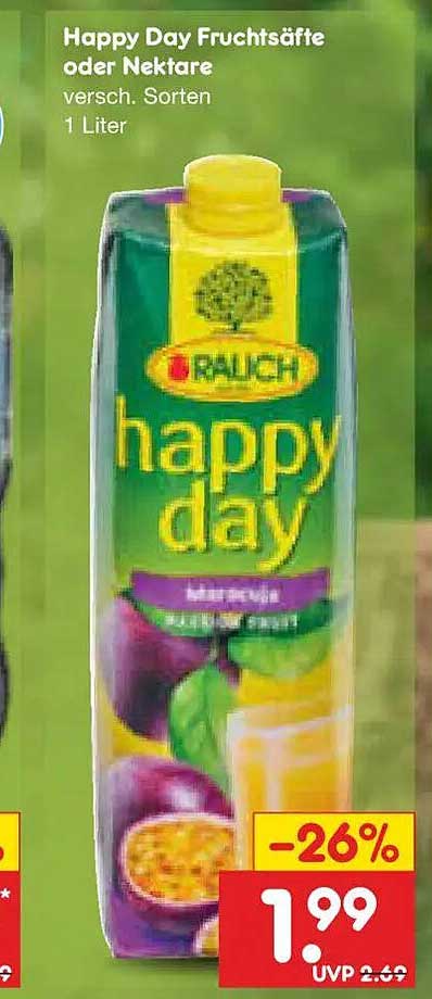 Happy Day Fruchtsäfte oder Nektare versch. Sorten 1 Liter