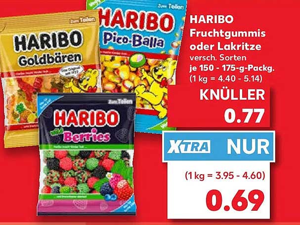 HARIBO Fruchtgummis oder Lakritze versch. Sorten je 150 - 175-g-Packg. (1 kg = 4.40 - 5.14)