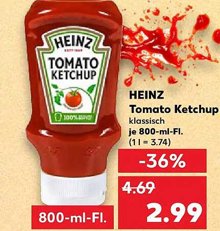 HEINZ Tomato Ketchup klassisch je 800-ml-Fl. (1 l = 3.74)
