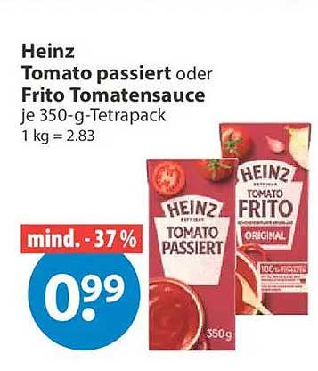 Heinz Tomato passiert oder Frito Tomatensauce