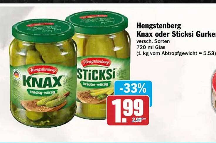 Hengstenberg Knax oder Sticksi Gurke