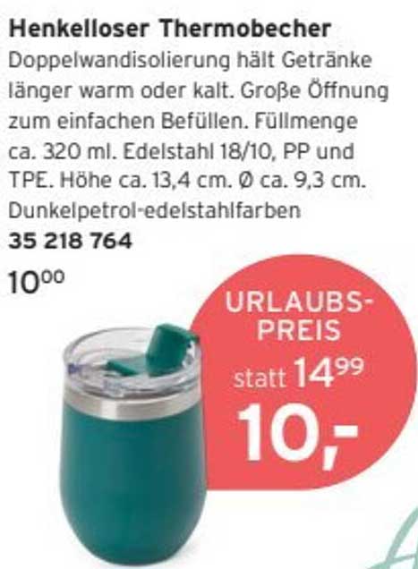 Henkeloser Thermobecher