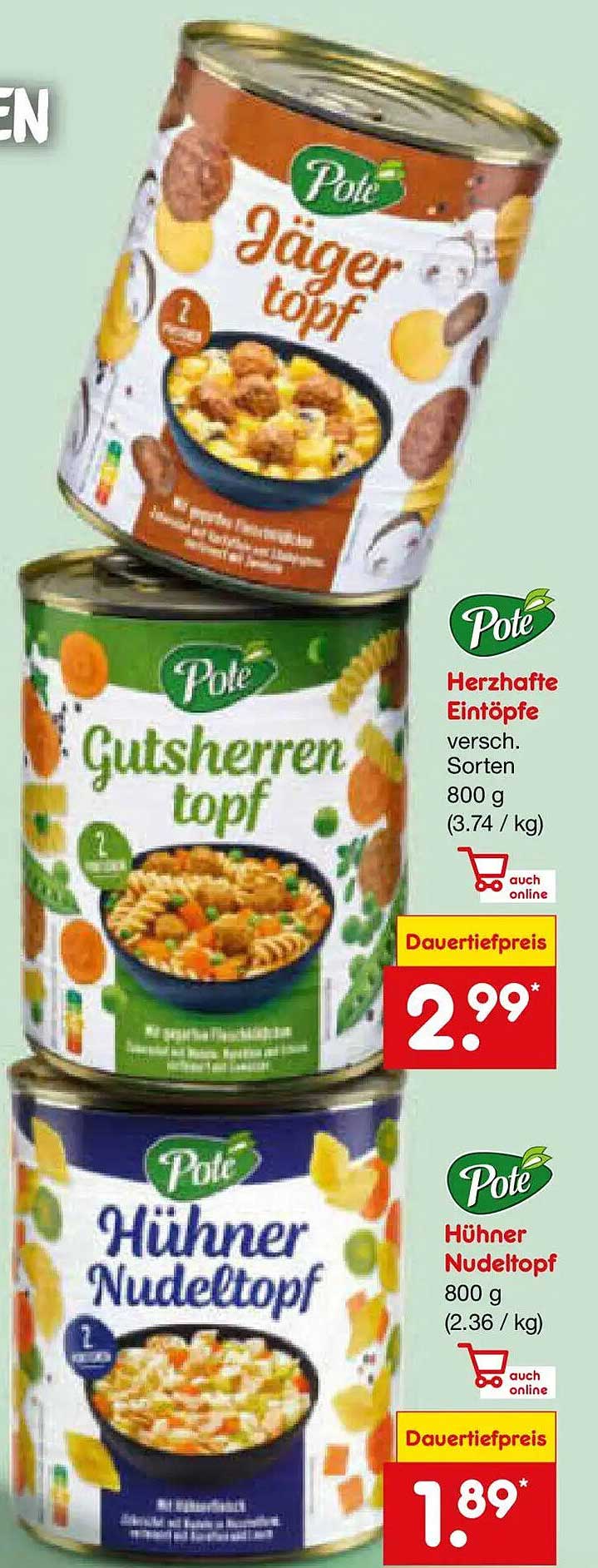 Herzhafte Eintöpfe versch. Sorten 800 g