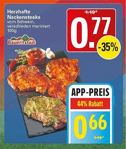 Herzhafte Nackensteaks vom Schwein, verschieden mariniert 100g