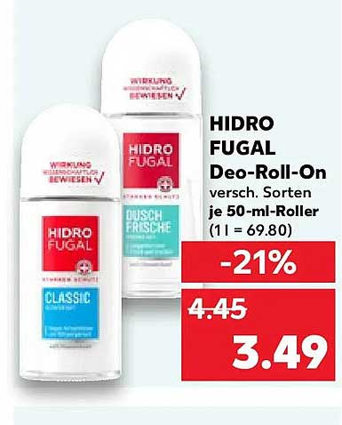 HIDRO FUGAL Deo-Roll-On versch. Sorten je 50-ml-Roller (1 l = 69.80)