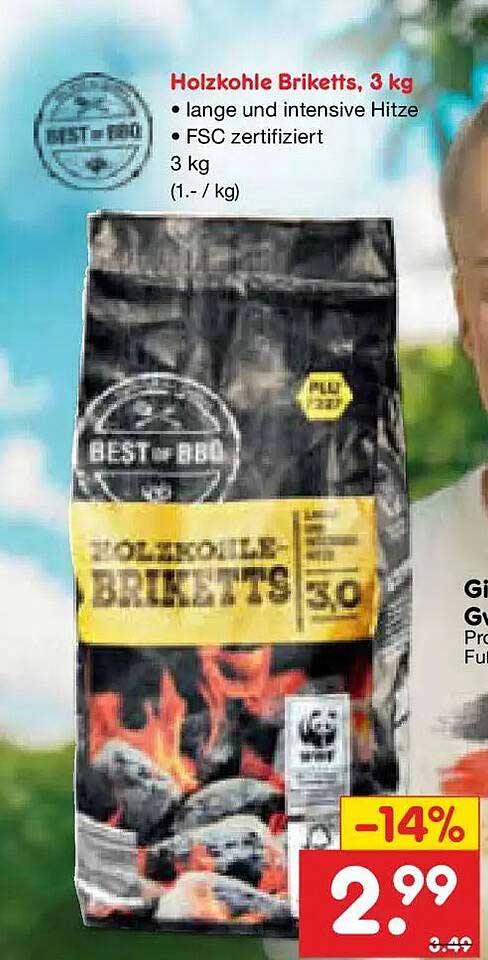 Holzkohle Briketts, 3 kg