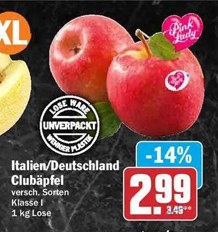 Italien/Deutschland Clubäpfel versch. Sorten Klasse I 1 kg Lose