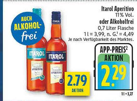 Itarol Aperitivo 11% Vol. oder Alkoholfrei 0,7 Liter Flasche