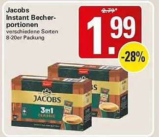 Jacobs Instant Becher-porti onen verschiedene Sorten 8-20er Packung