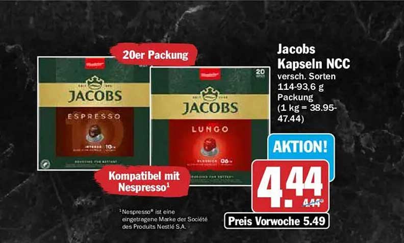 Jacobs Kapseln NCC versch. Sorten 114-93,6 g Packung