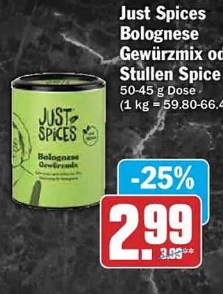 Just Spices Bolognese Gewürzmix oder Stullen Spice