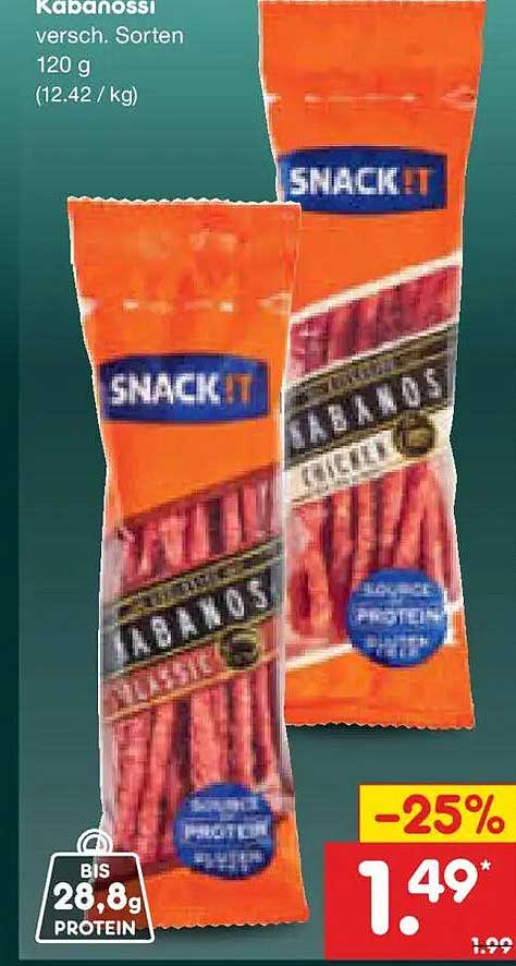 Kabanossi versch. Sorten 120 g (12.42 / kg)