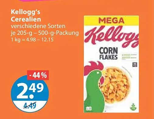 Kellogg's Cerealien verschiedene Sorten je 205-g - 500-g-Packung 1 kg = 4,98 - 12,15