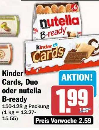 Kinder Cards, Duo oder nutella B-ready