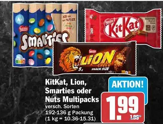 KitKat, Lion, Smarties oder Nuts Multipacks