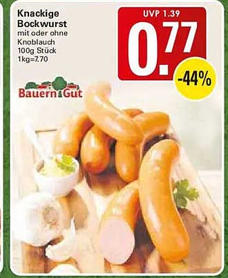 Knackige Bockwurst mit oder ohne Knoblauch 100g Stück