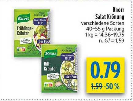 Knorr Salat Krönung verschiedene Sorten 40–55 g Packung
