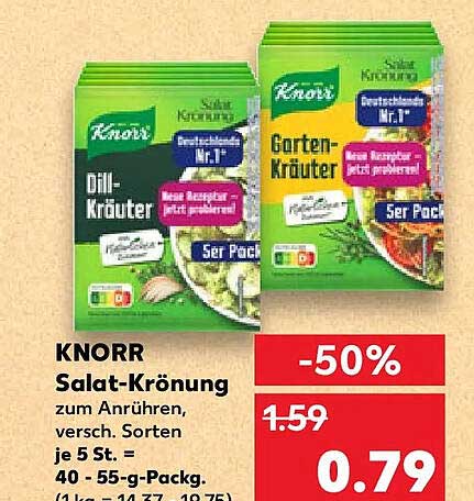 KNORR Salat-Krönung zum Anrühren, versch. Sorten je 5 St. = 40 - 55-g-Packg.