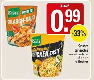 Knorr Snacks verschiedene Sorten je Becher