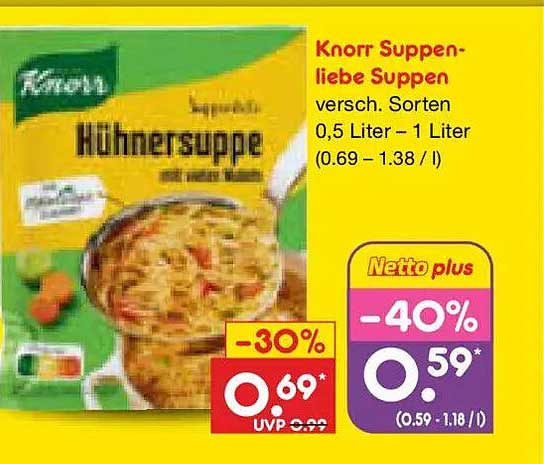 Knorr Suppenliebe Suppen versch. Sorten 0,5 Liter – 1 Liter (0.69 - 1.38 / l)