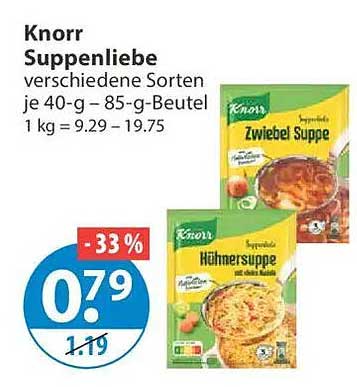 Knorr Suppenliebe verschiedene Sorten je 40-g – 85-g-Beutel 1 kg = 9.29 – 19.75