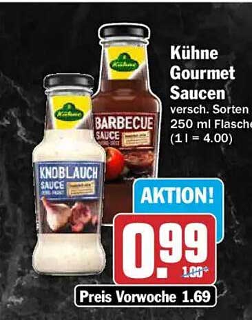 Kühne Gourmet Saucen versch. Sorten 250 ml Flasche (1 l = 4.00)