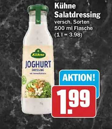 Kühne Salatdressing versch. Sorten 500 ml Flasche (1 l = 3.98) AKTION!