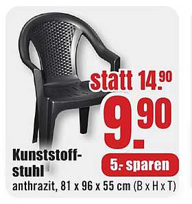 Kunststoff-stuhl anthrazit, 81 x 96 x 55 cm (B x H x T)