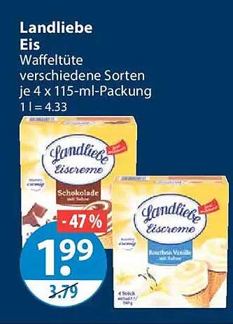 Landliebe Eis Waffeltüte verschiedene Sorten je 4 x 115-ml-Packung