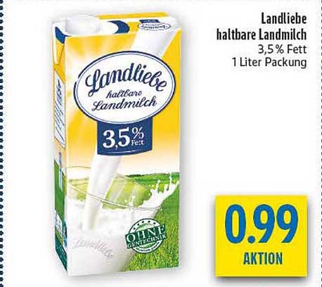 Landliebe haltbare Landmilch 3,5% Fett 1 Liter Packung