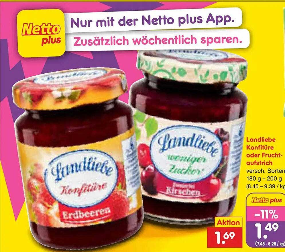 Landliebe Konfitüre oder Fruchtaufstrich versch. Sorten 180 g – 200 g