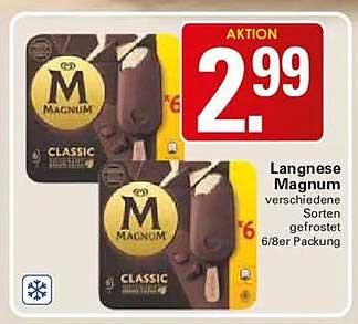 Langnese Magnum verschiedene Sorten gefrostet 6/8er Packung
