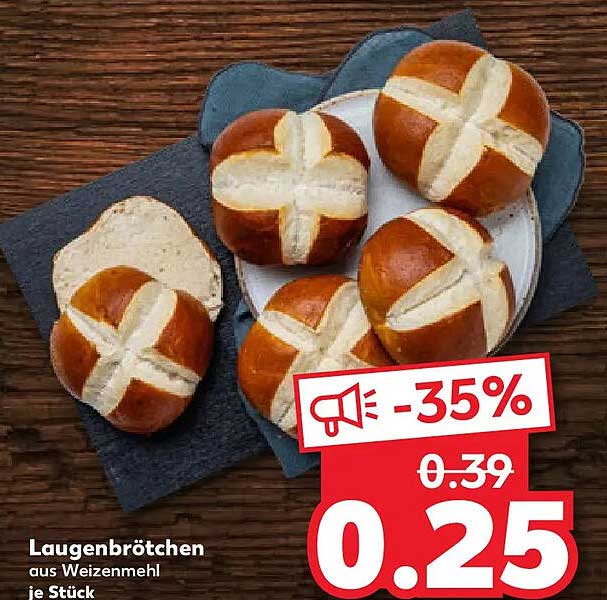 Laugenbrötchen aus Weizenmehl je Stück