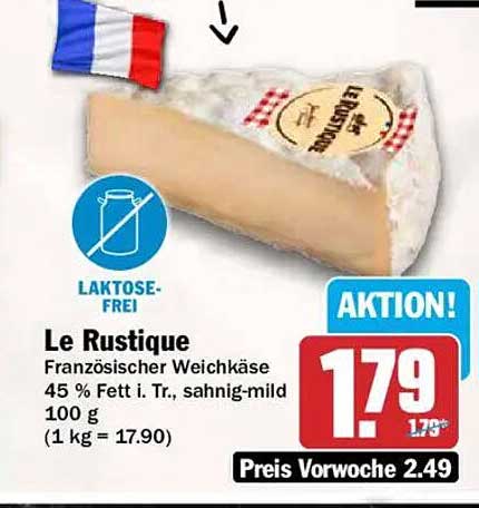 Le Rustique Französischer Weichkäse 45 % Fett i. Tr., sahnig-mild 100 g (1 kg = 17.90)