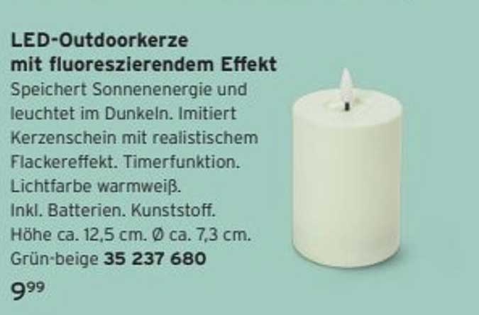 LED-Outdoorkerze mit fluoreszierendem Effekt
