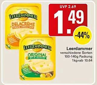Leerdammer verschiedene Sorten 100-140g Packung 1kg=ab 10.64
