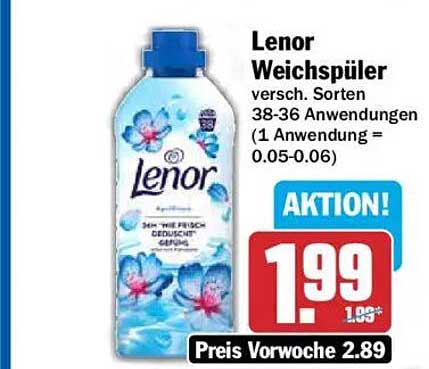 Lenor Weichspüler versch. Sorten 38-36 Anwendungen (1 Anwendung = 0.05-0.06)