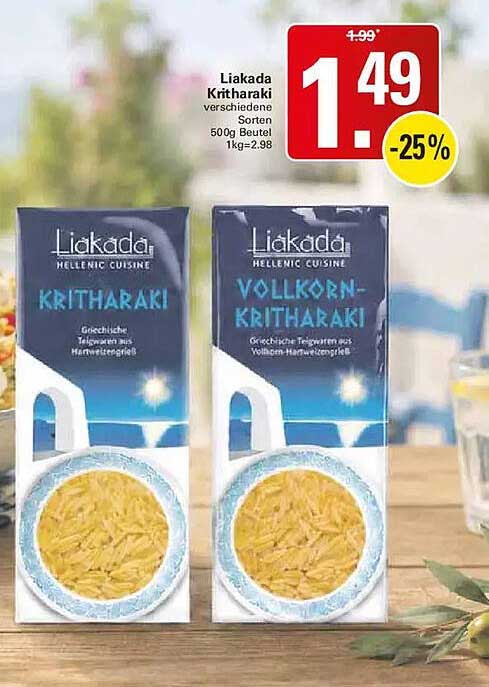 Liakada Kritharaki verschiedene Sorten 500g Beutel 1kg=2.98